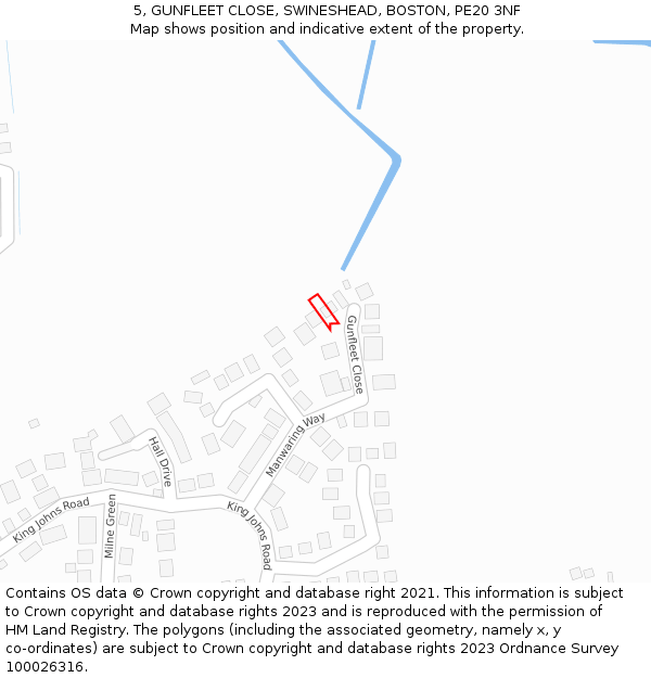 5, GUNFLEET CLOSE, SWINESHEAD, BOSTON, PE20 3NF: Location map and indicative extent of plot