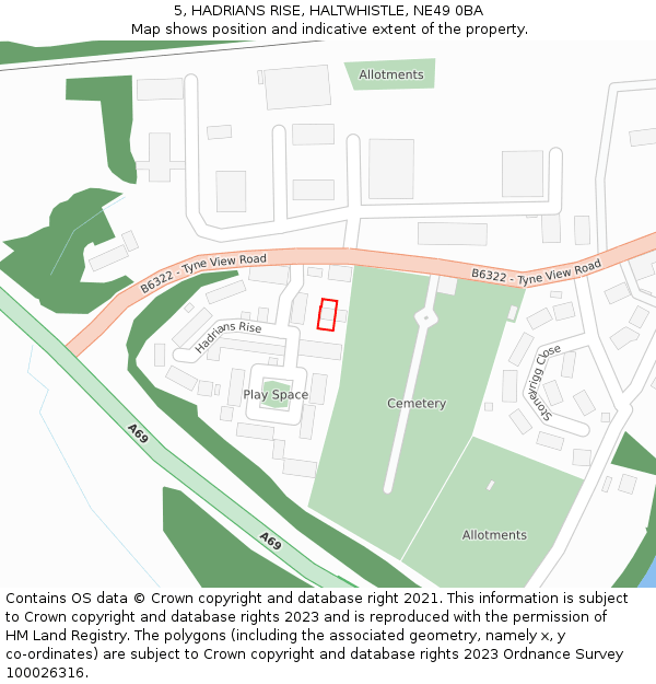 5, HADRIANS RISE, HALTWHISTLE, NE49 0BA: Location map and indicative extent of plot