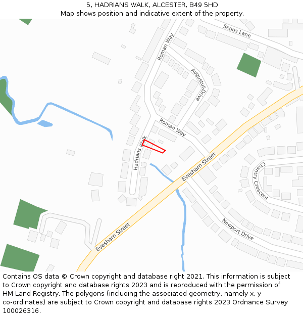 5, HADRIANS WALK, ALCESTER, B49 5HD: Location map and indicative extent of plot