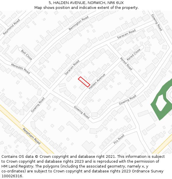 5, HALDEN AVENUE, NORWICH, NR6 6UX: Location map and indicative extent of plot
