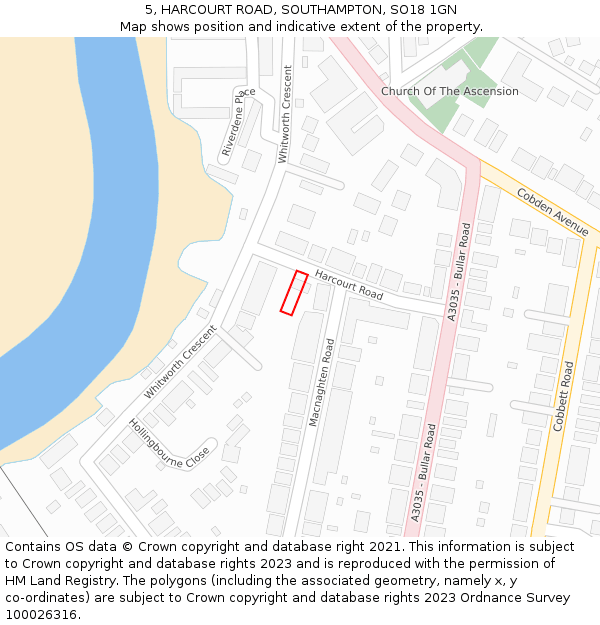 5, HARCOURT ROAD, SOUTHAMPTON, SO18 1GN: Location map and indicative extent of plot