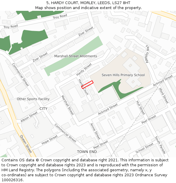 5, HARDY COURT, MORLEY, LEEDS, LS27 8HT: Location map and indicative extent of plot