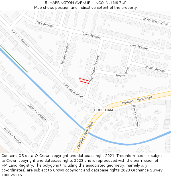 5, HARRINGTON AVENUE, LINCOLN, LN6 7UP: Location map and indicative extent of plot