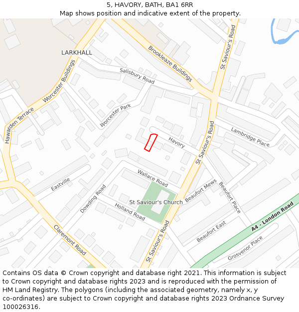 5, HAVORY, BATH, BA1 6RR: Location map and indicative extent of plot
