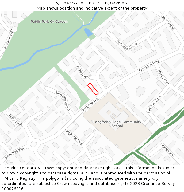 5, HAWKSMEAD, BICESTER, OX26 6ST: Location map and indicative extent of plot