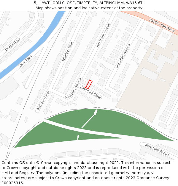 5, HAWTHORN CLOSE, TIMPERLEY, ALTRINCHAM, WA15 6TL: Location map and indicative extent of plot