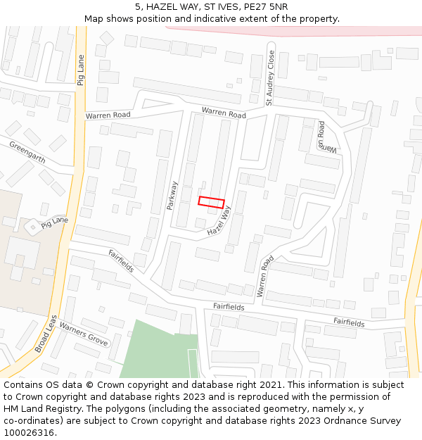 5, HAZEL WAY, ST IVES, PE27 5NR: Location map and indicative extent of plot