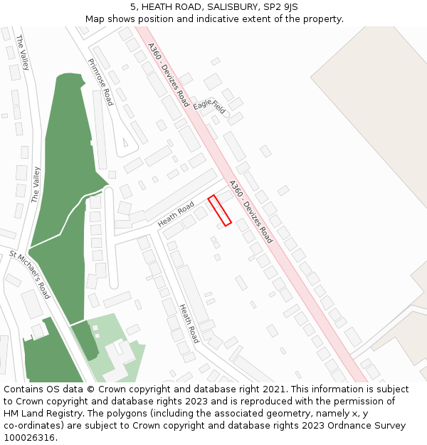 5, HEATH ROAD, SALISBURY, SP2 9JS: Location map and indicative extent of plot