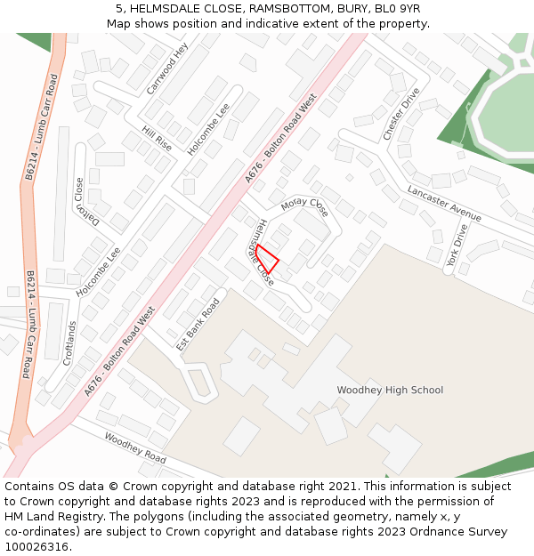 5, HELMSDALE CLOSE, RAMSBOTTOM, BURY, BL0 9YR: Location map and indicative extent of plot