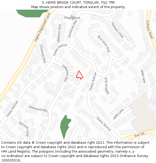 5, HEMS BROOK COURT, TORQUAY, TQ2 7RR: Location map and indicative extent of plot