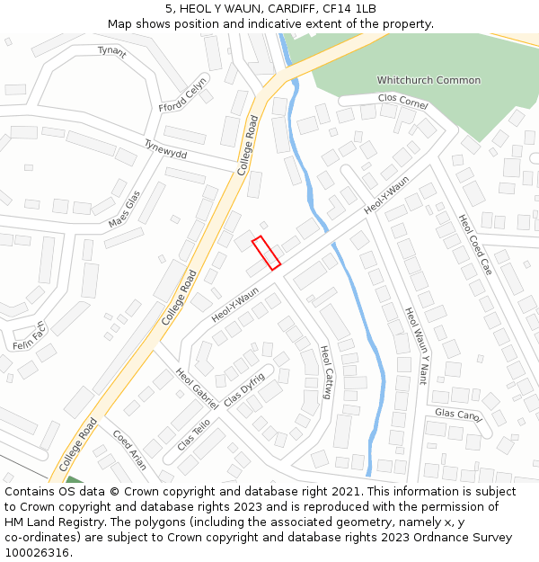 5, HEOL Y WAUN, CARDIFF, CF14 1LB: Location map and indicative extent of plot