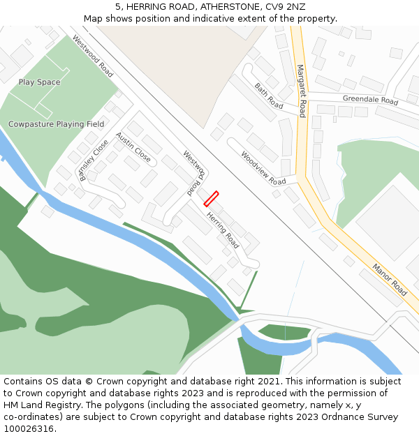 5, HERRING ROAD, ATHERSTONE, CV9 2NZ: Location map and indicative extent of plot
