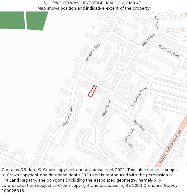 5, HEYWOOD WAY, HEYBRIDGE, MALDON, CM9 4BH: Location map and indicative extent of plot