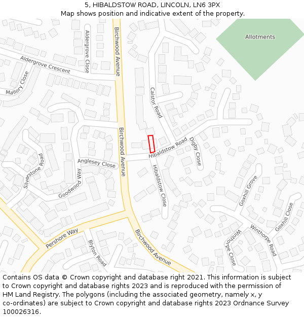 5, HIBALDSTOW ROAD, LINCOLN, LN6 3PX: Location map and indicative extent of plot