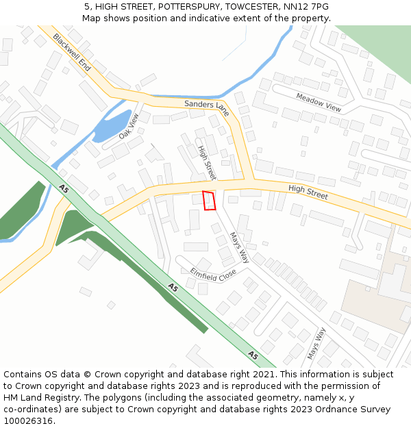 5, HIGH STREET, POTTERSPURY, TOWCESTER, NN12 7PG: Location map and indicative extent of plot