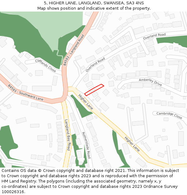 5, HIGHER LANE, LANGLAND, SWANSEA, SA3 4NS: Location map and indicative extent of plot