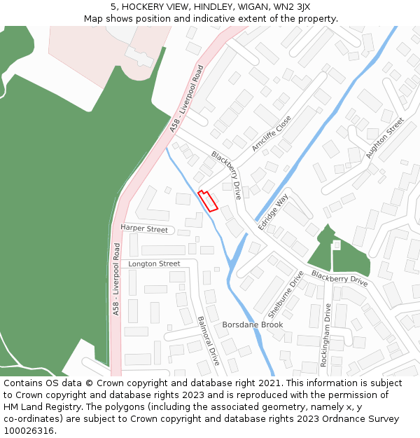 5, HOCKERY VIEW, HINDLEY, WIGAN, WN2 3JX: Location map and indicative extent of plot