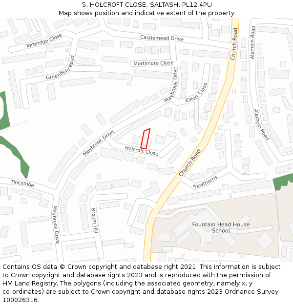 5, HOLCROFT CLOSE, SALTASH, PL12 4PU: Location map and indicative extent of plot