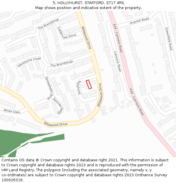 5, HOLLYHURST, STAFFORD, ST17 4RS: Location map and indicative extent of plot