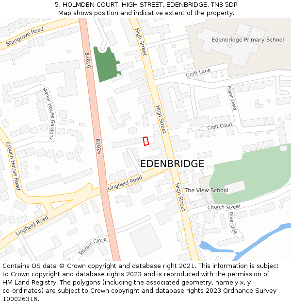 5, HOLMDEN COURT, HIGH STREET, EDENBRIDGE, TN8 5DP: Location map and indicative extent of plot