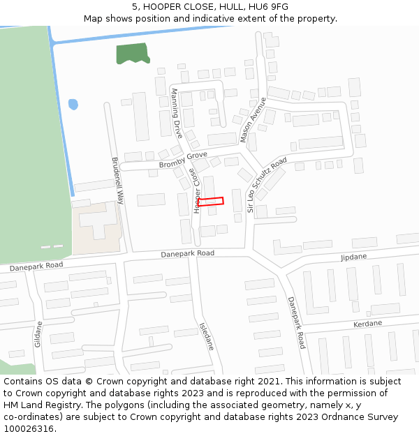 5, HOOPER CLOSE, HULL, HU6 9FG: Location map and indicative extent of plot
