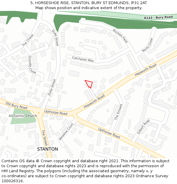 5, HORSESHOE RISE, STANTON, BURY ST EDMUNDS, IP31 2AT: Location map and indicative extent of plot