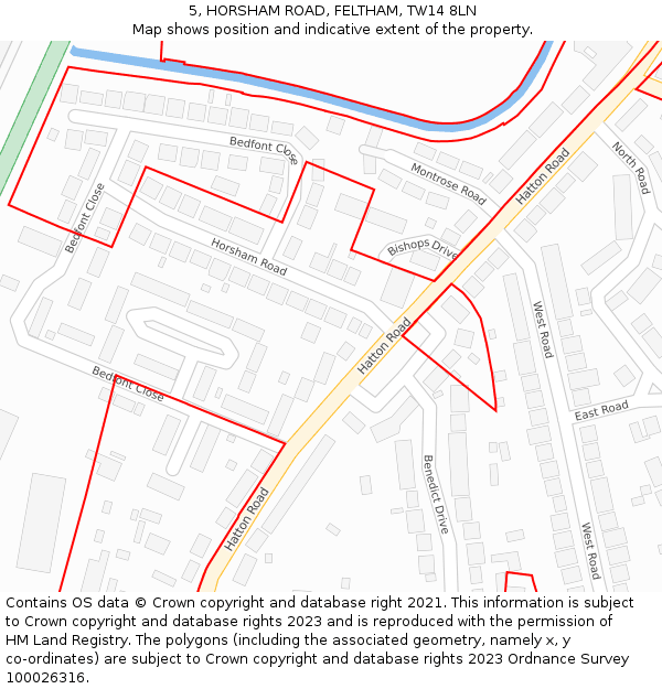 5, HORSHAM ROAD, FELTHAM, TW14 8LN: Location map and indicative extent of plot