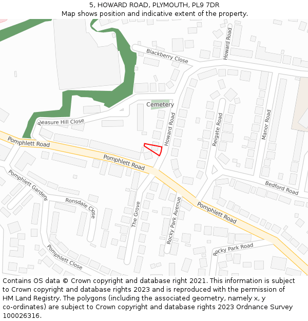 5, HOWARD ROAD, PLYMOUTH, PL9 7DR: Location map and indicative extent of plot