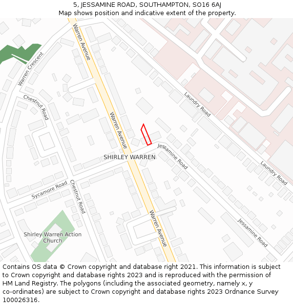 5, JESSAMINE ROAD, SOUTHAMPTON, SO16 6AJ: Location map and indicative extent of plot