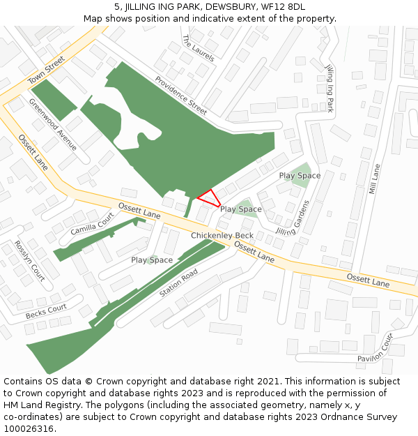 5, JILLING ING PARK, DEWSBURY, WF12 8DL: Location map and indicative extent of plot