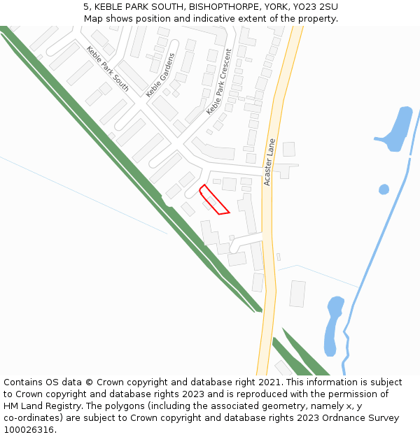5, KEBLE PARK SOUTH, BISHOPTHORPE, YORK, YO23 2SU: Location map and indicative extent of plot
