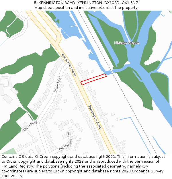 5, KENNINGTON ROAD, KENNINGTON, OXFORD, OX1 5NZ: Location map and indicative extent of plot