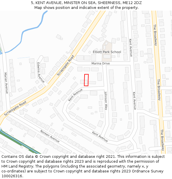 5, KENT AVENUE, MINSTER ON SEA, SHEERNESS, ME12 2DZ: Location map and indicative extent of plot