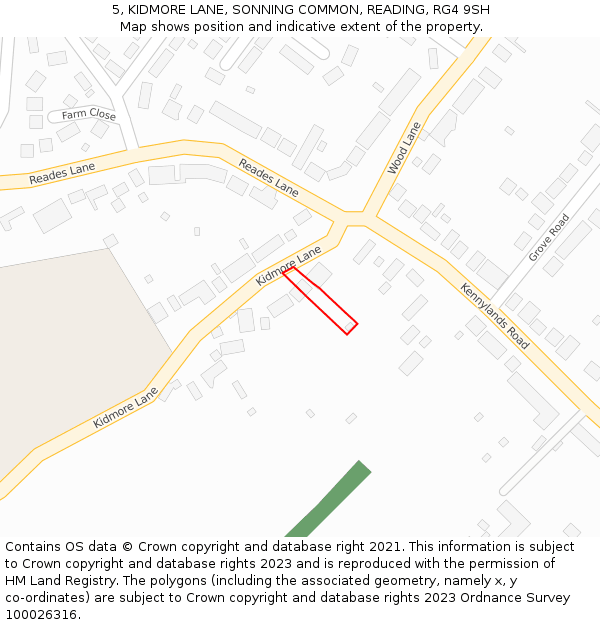 5, KIDMORE LANE, SONNING COMMON, READING, RG4 9SH: Location map and indicative extent of plot