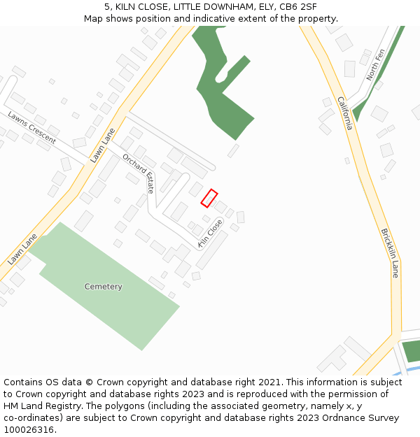 5, KILN CLOSE, LITTLE DOWNHAM, ELY, CB6 2SF: Location map and indicative extent of plot
