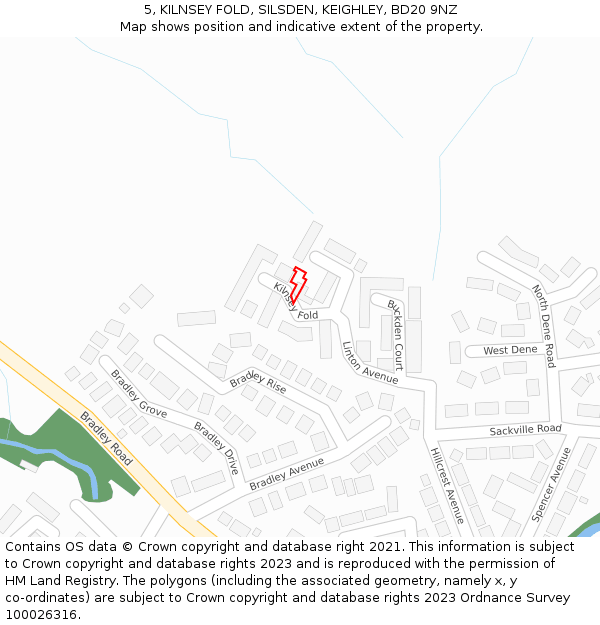 5, KILNSEY FOLD, SILSDEN, KEIGHLEY, BD20 9NZ: Location map and indicative extent of plot