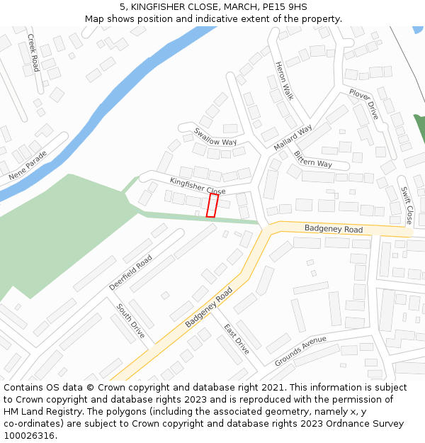 5, KINGFISHER CLOSE, MARCH, PE15 9HS: Location map and indicative extent of plot