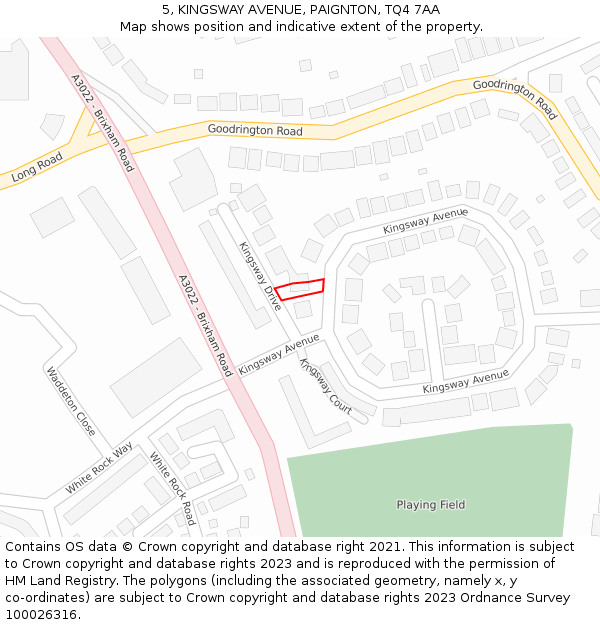 5, KINGSWAY AVENUE, PAIGNTON, TQ4 7AA: Location map and indicative extent of plot