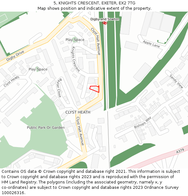 5, KNIGHTS CRESCENT, EXETER, EX2 7TG: Location map and indicative extent of plot