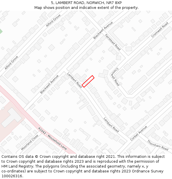 5, LAMBERT ROAD, NORWICH, NR7 8XP: Location map and indicative extent of plot