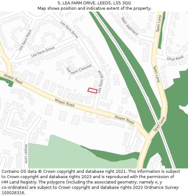 5, LEA FARM DRIVE, LEEDS, LS5 3QG: Location map and indicative extent of plot
