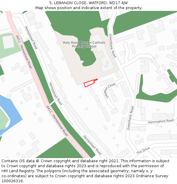 5, LEBANON CLOSE, WATFORD, WD17 4JW: Location map and indicative extent of plot