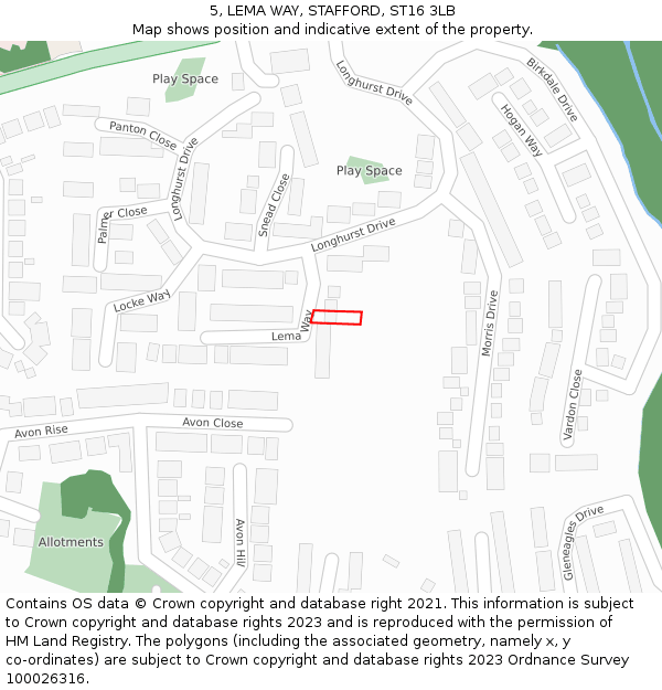5, LEMA WAY, STAFFORD, ST16 3LB: Location map and indicative extent of plot