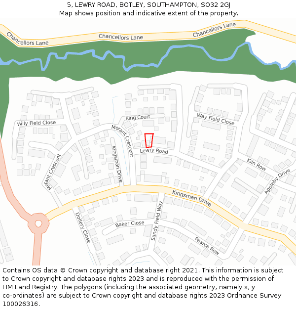 5, LEWRY ROAD, BOTLEY, SOUTHAMPTON, SO32 2GJ: Location map and indicative extent of plot