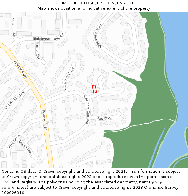 5, LIME TREE CLOSE, LINCOLN, LN6 0RT: Location map and indicative extent of plot