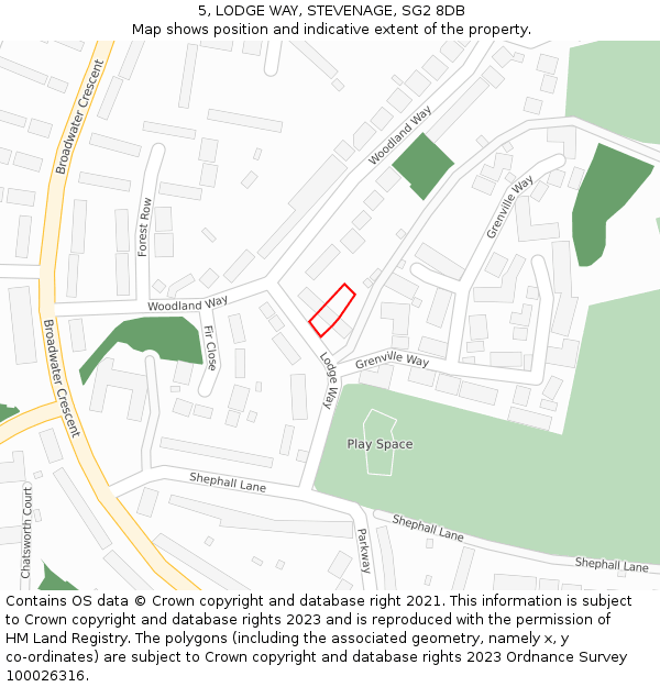 5, LODGE WAY, STEVENAGE, SG2 8DB: Location map and indicative extent of plot