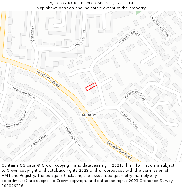 5, LONGHOLME ROAD, CARLISLE, CA1 3HN: Location map and indicative extent of plot