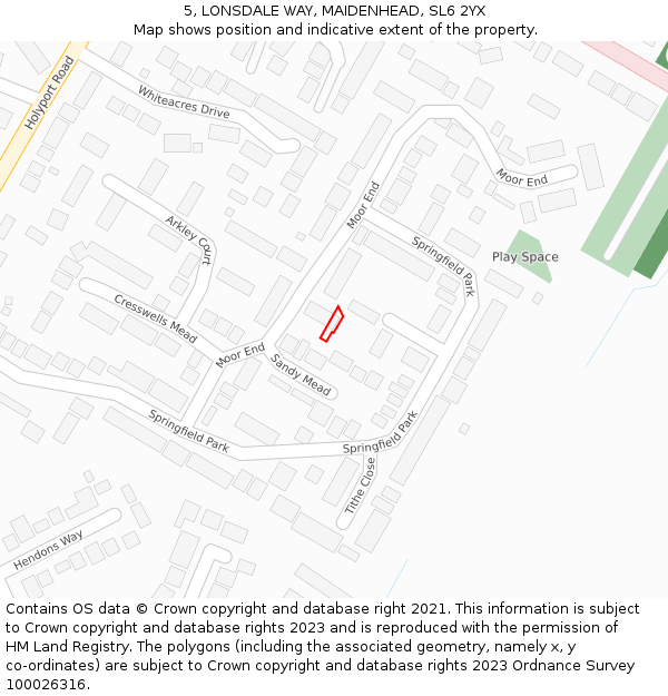 5, LONSDALE WAY, MAIDENHEAD, SL6 2YX: Location map and indicative extent of plot