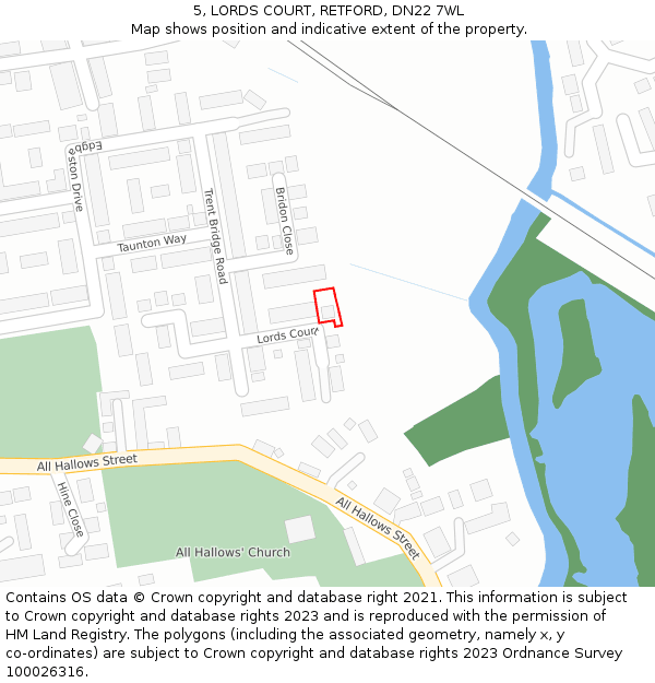 5, LORDS COURT, RETFORD, DN22 7WL: Location map and indicative extent of plot