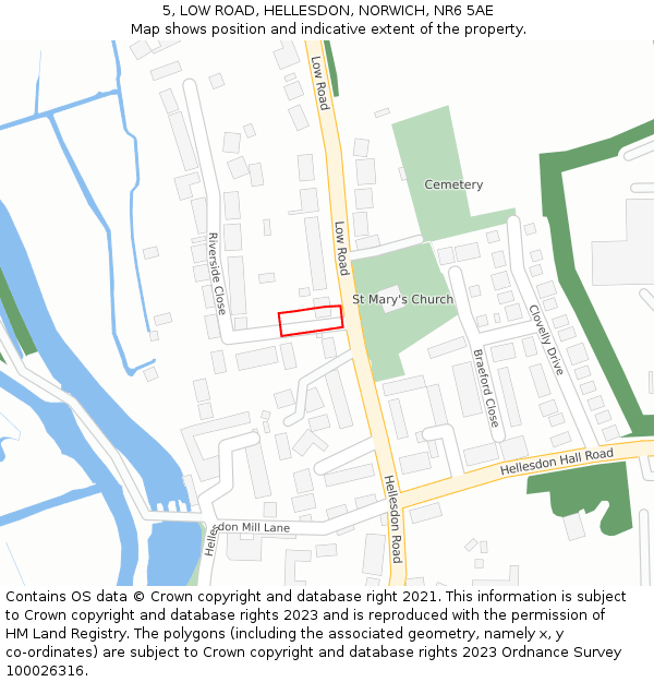 5, LOW ROAD, HELLESDON, NORWICH, NR6 5AE: Location map and indicative extent of plot